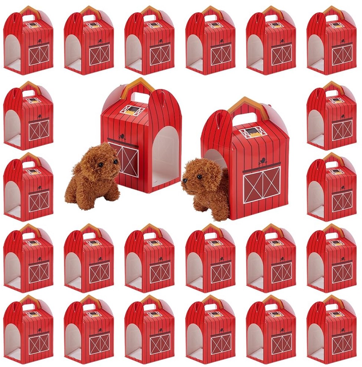 24 Stuks Kartonnen Huis Gunst Dozen - Rood - 5x4x5 Inch