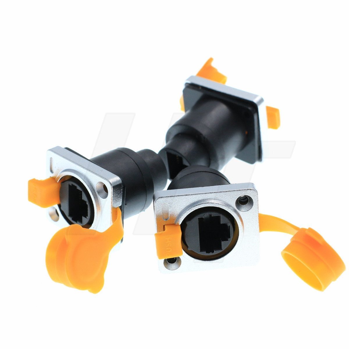 Waterproof RJ45 Connector - Cat5e Jack - 3 Pack - Geel