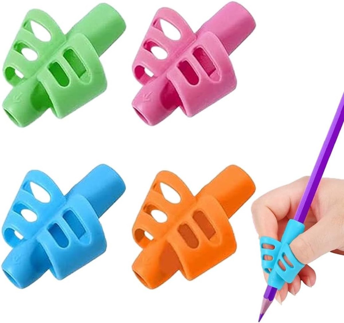 Ergonomische Potloodgrepen voor Kinderen - Schrijfhulp, Verbeter Schrijfhouding en Motoriek, 4 Stuks