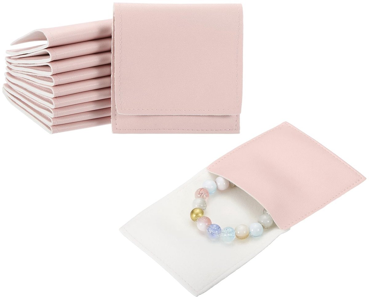 Set van 20 PU-lederen sieradenzakjes - Roze