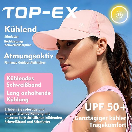 Dames Baseball Cap met Paardenstaart, Koelende Eigenschappen en UPF 50 Bescherming voor Hardlopen