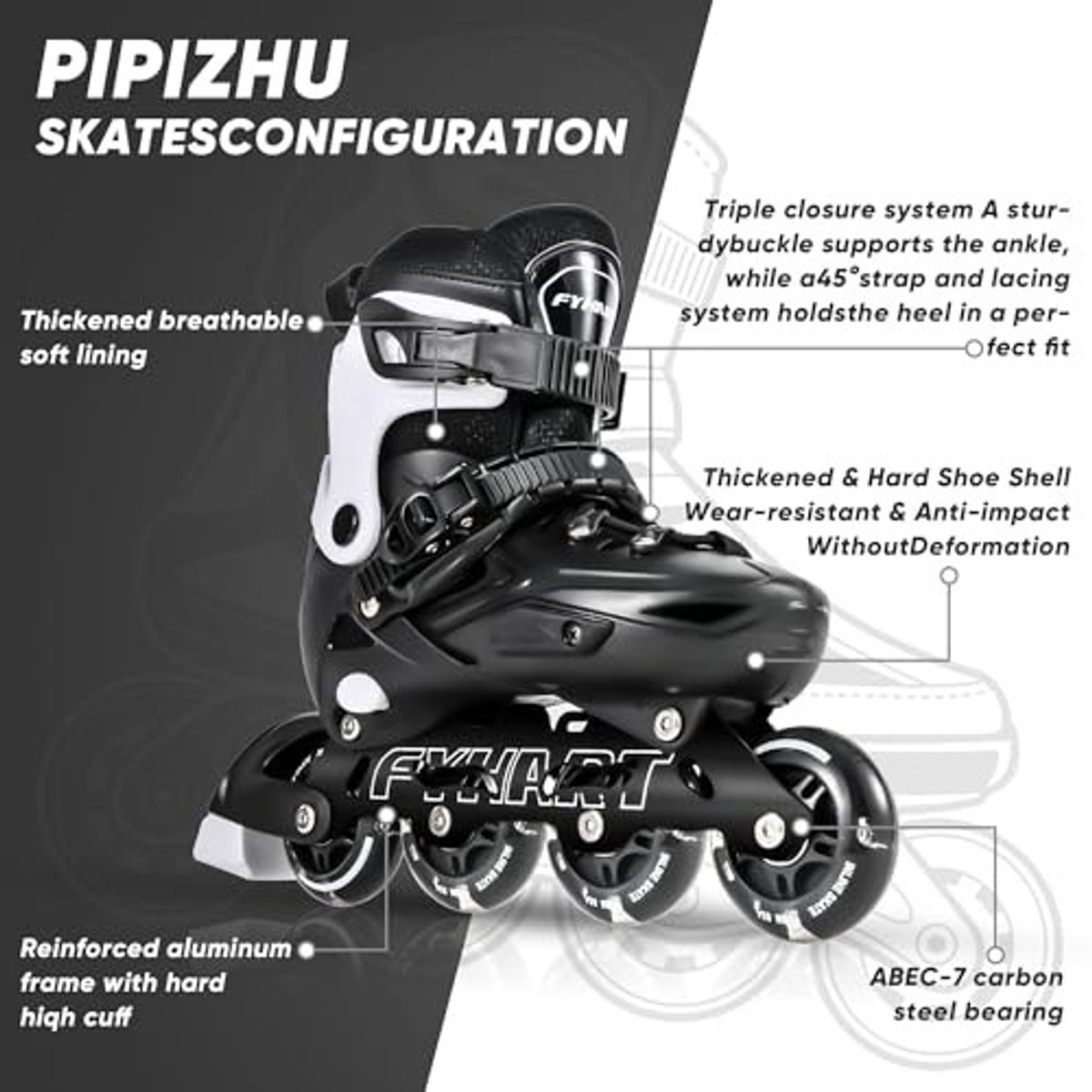 Inline Skates - Verstelbaar tot 4 maten - Zwart