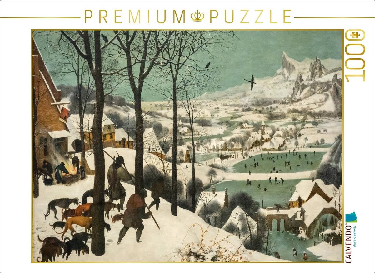 Puzzel Hunter in de sneeuw - 1000 stukjes - 64 x 48 cm