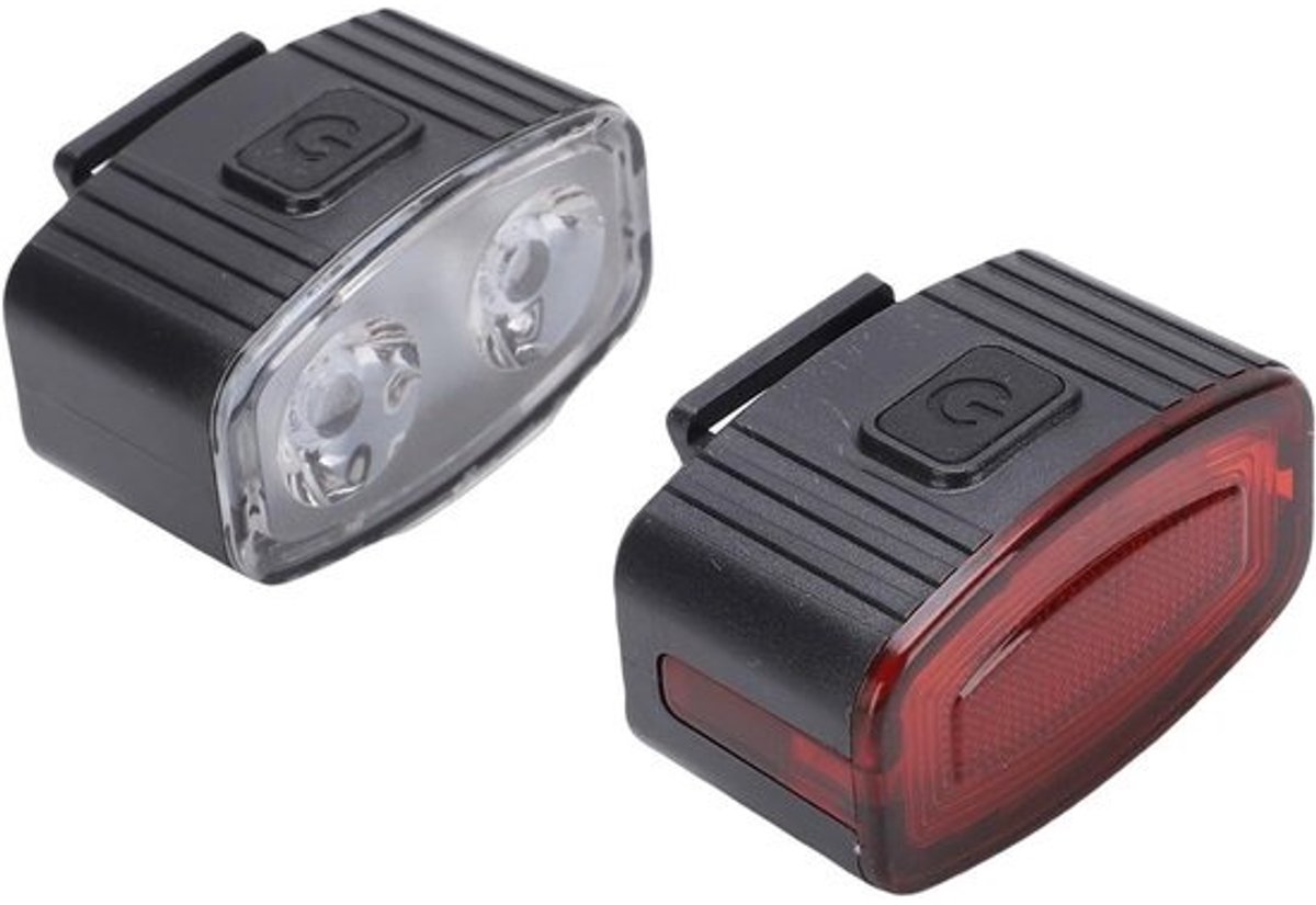 Fietsverlichting Set - Fietslampen - Veilig Fietsen - Oplaadbaar Waterbestendig - 14x9x3 cm - Zwart