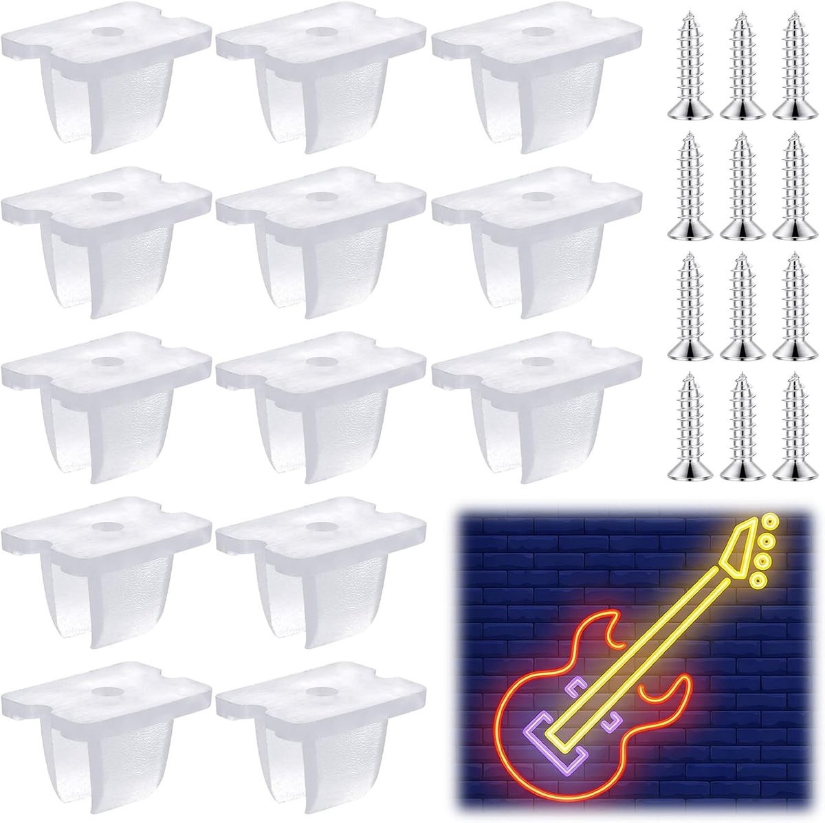 Waterdichte clips voor LED-strips - 100 stuks, bevestigingsclips voor 5 mm tot 6 mm strips, inclusief schroeven en transparante houder voor silicone strips