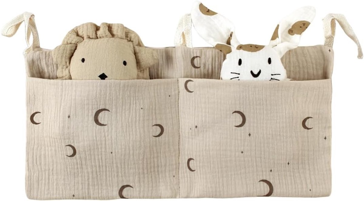 Multifunctionele Hangende Opbergzak voor Kinderen, Bedorganiser met 2 Compartimenten voor Kleding, Luiers en Speelgoed, 39 x 20 cm