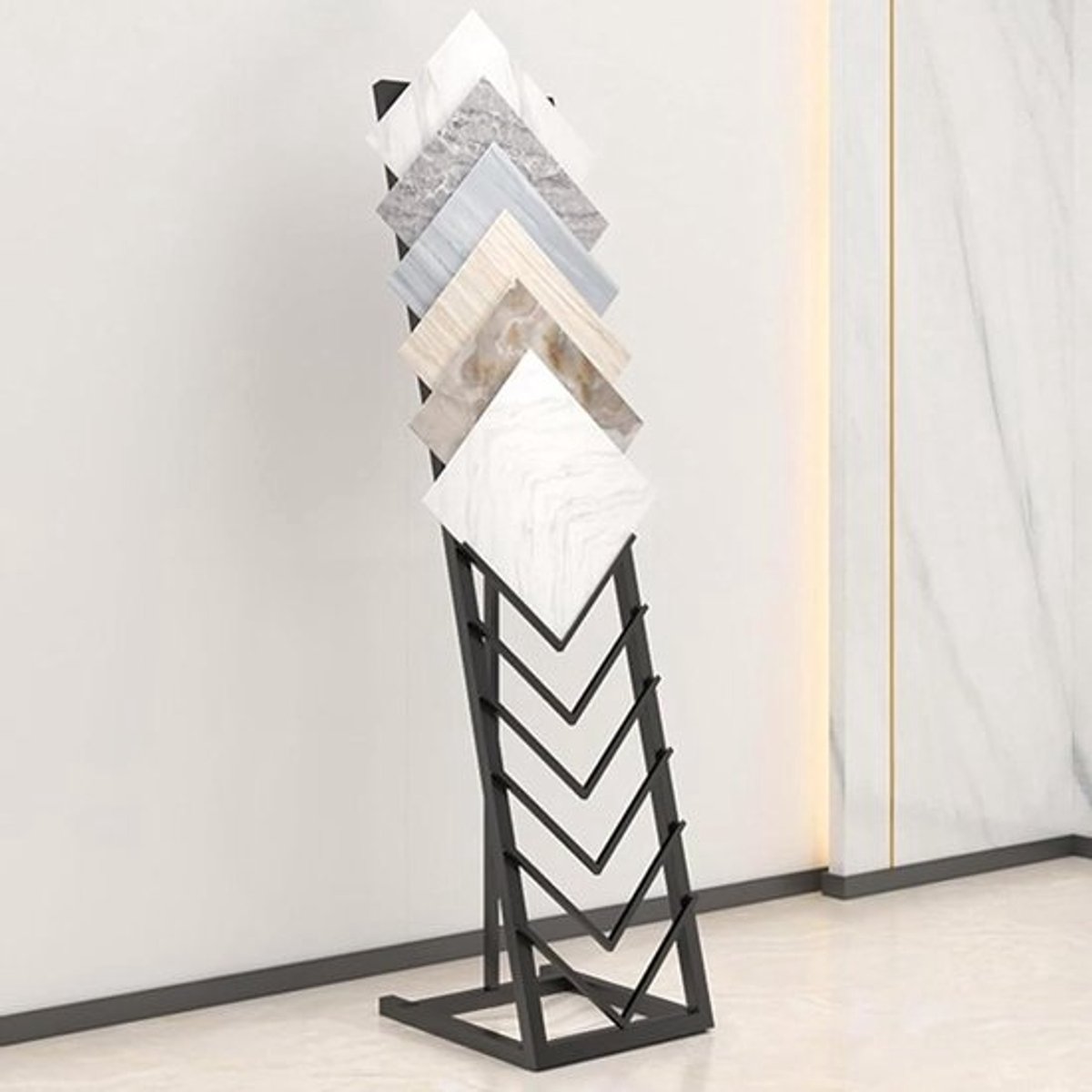 Tegel Displayrek - Monsterstandaard Steenhouder - Winkel Presentatie - 12 Laags Sleuven - 6 kg - Zwart