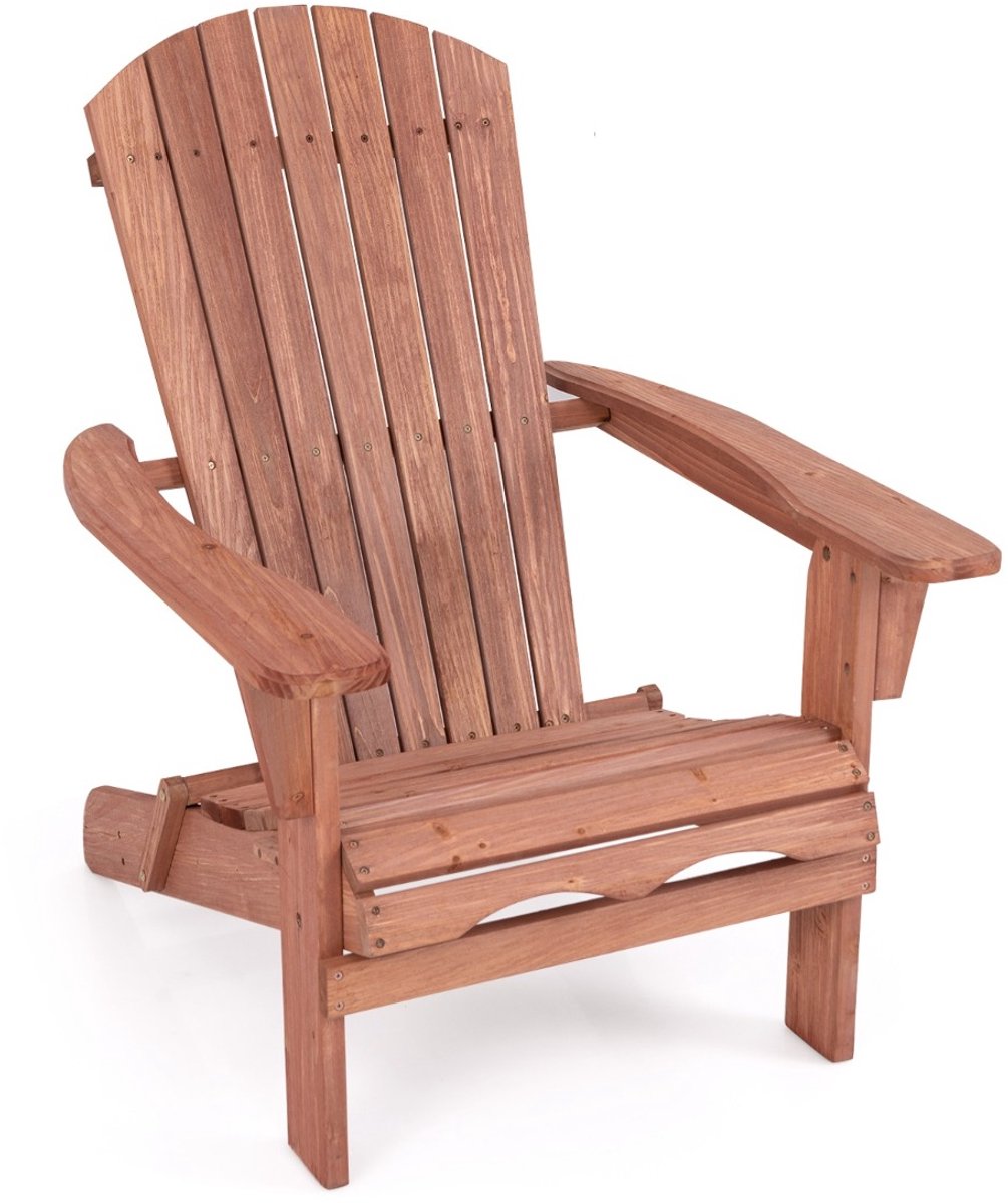 SureDeal® - Tuinmeubel - Adirondack Houten Tuinstoel - Armleuningen Latten Tuinstoel - Keuken Terras - 89x71x94 cm - Bruin