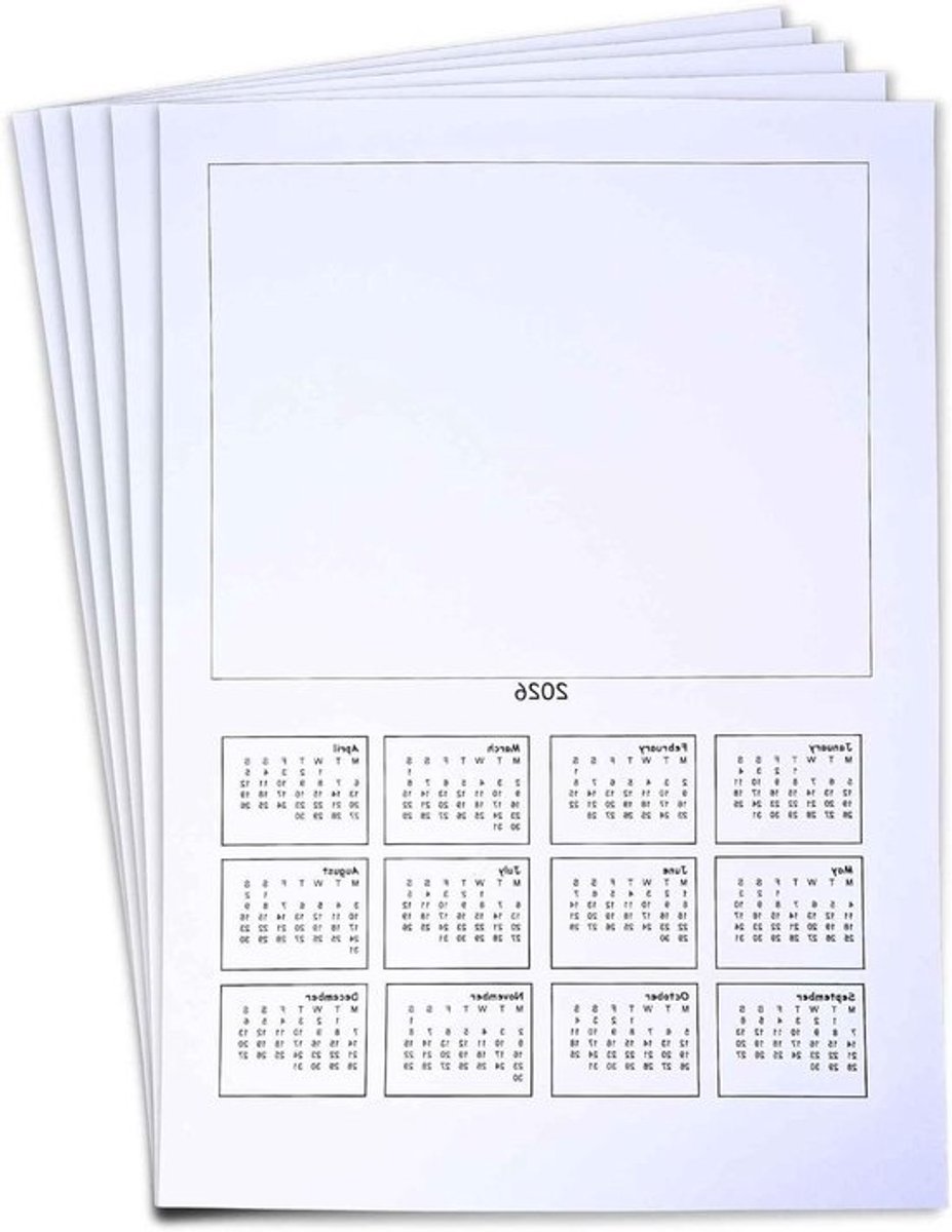 Kalender Blanco's - A4 Kalenderbladen - Gepersonaliseerde Cadeaus Maken - 50 Vel Kaartpapier - A4 - Wit