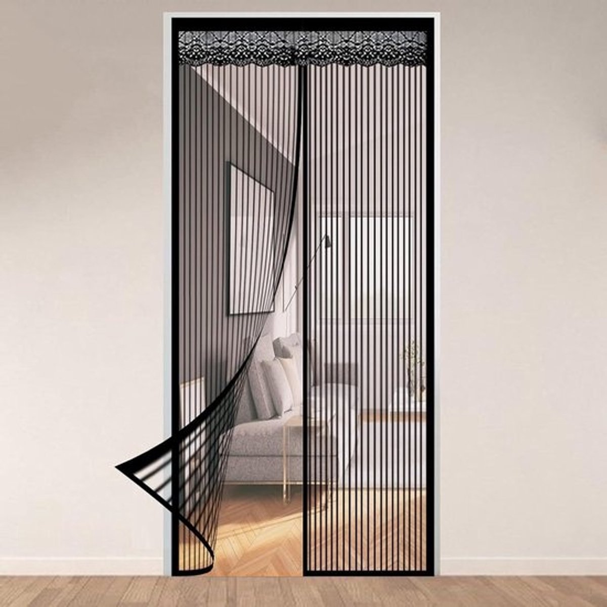 Deurhor - Horrengaas Deur - Insecten Buiten Houden - Automatisch Sluitend - 120x245cm - Zwart