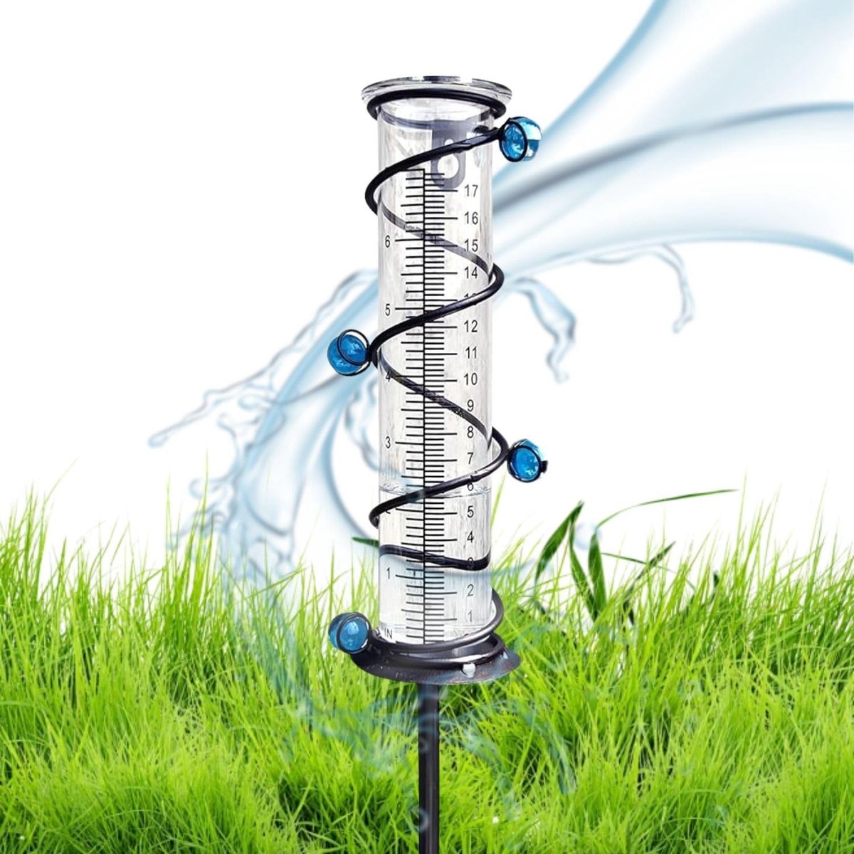 Nauwkeurige regenmeter voor tuin, vorstbestendig met metalen standaard, ideaal voor buitengebruik in tuin, patio en landschap