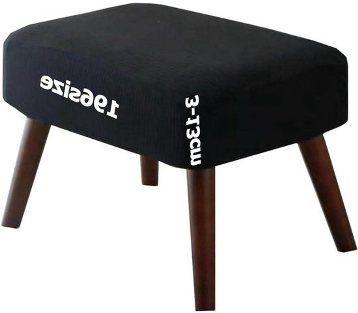 Voetenbank Overtrek - Poef Beschermer - Meubels Beschermen - Jacquard Elastisch Weefsel - 60 x 60 cm - Zwart