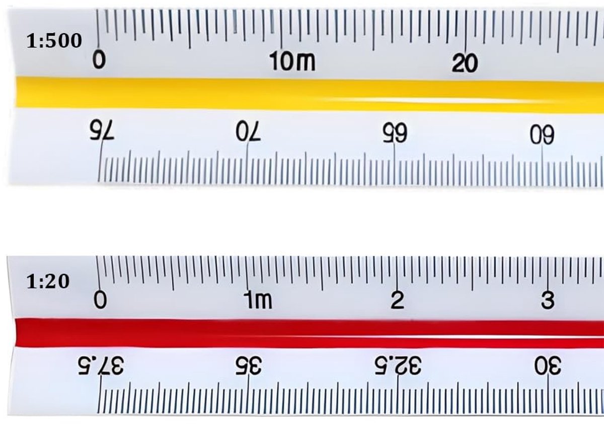 30 cm driehoekige schaalruler set van 2, met 11 verhoudingen voor architectuur en ontwerp, ideaal voor precisiewerk en metingen