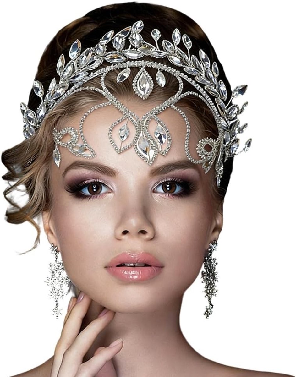 Elegante Strass Haarband in Zilver voor Bruiloften, Feestjes, Ceremonies en Fotografie