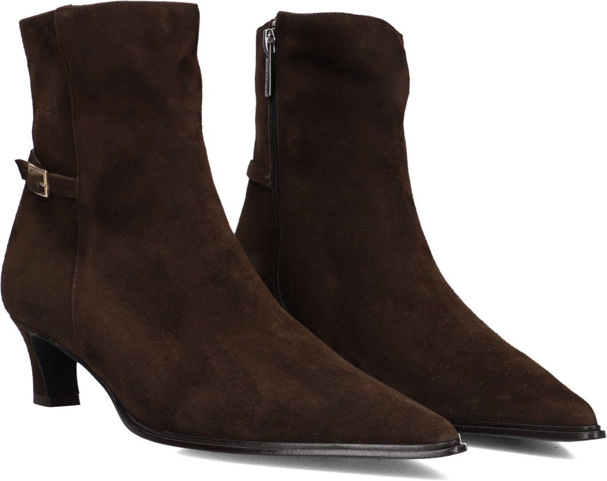 Notre-V 16435 Enkellaarsjes - Enkelboots met rits - Dames - Bruin - Maat 40