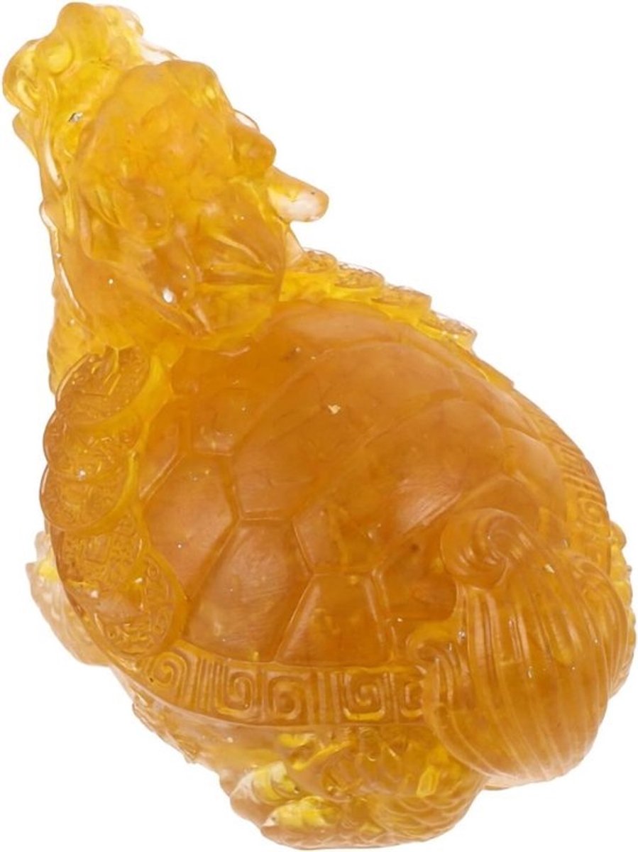 Kristallen Draak Schildpad - Feng Shui Beeldje - Welvaart Geluk - Traditioneel Chinees Symbool - 7.50X6.00X5.00CM - Geel