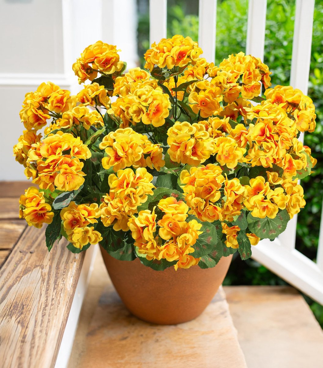 Kunstgeraniums voor Buiten - Set van 6 Bundels Gele Planten