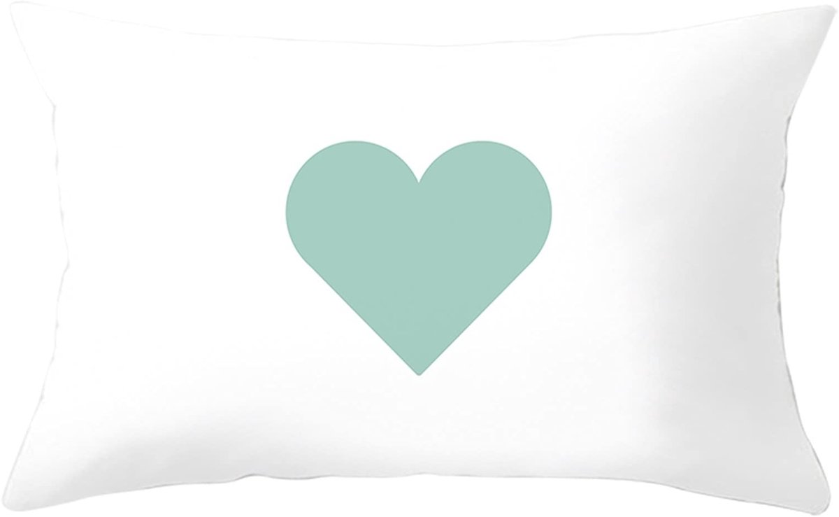 Hart Kussenhoes 12" x 20" - Decoratieve Kussensloop Blauw Wit
