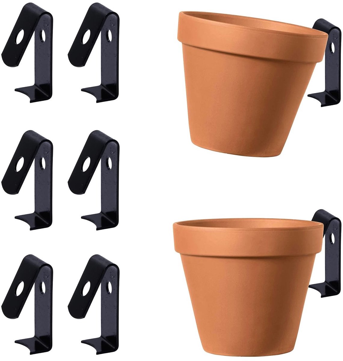Set van 12 zwarte roestvrijstalen bloempotclips - Wandmontage
