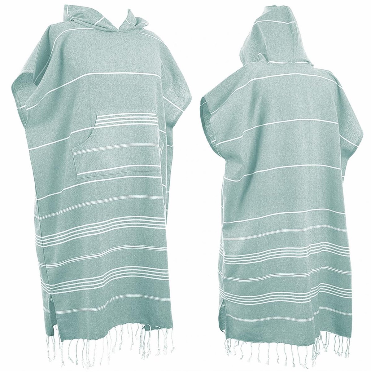 Turkse Katoenen Poncho Handdoek met Capuchon - Groen