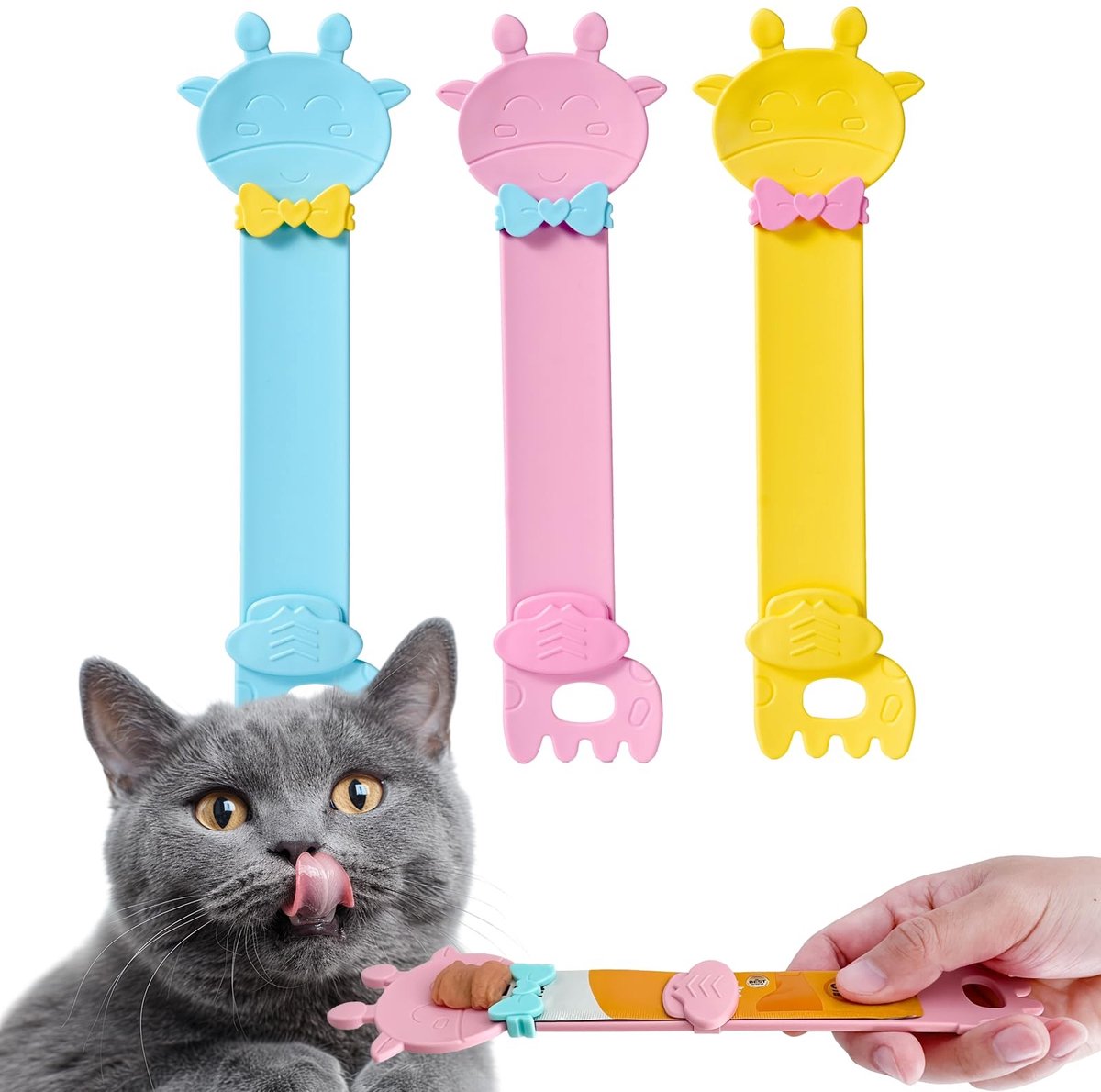 Giraffe Vormige Knijp Lepel - Geschikt voor Katten - Set van 3