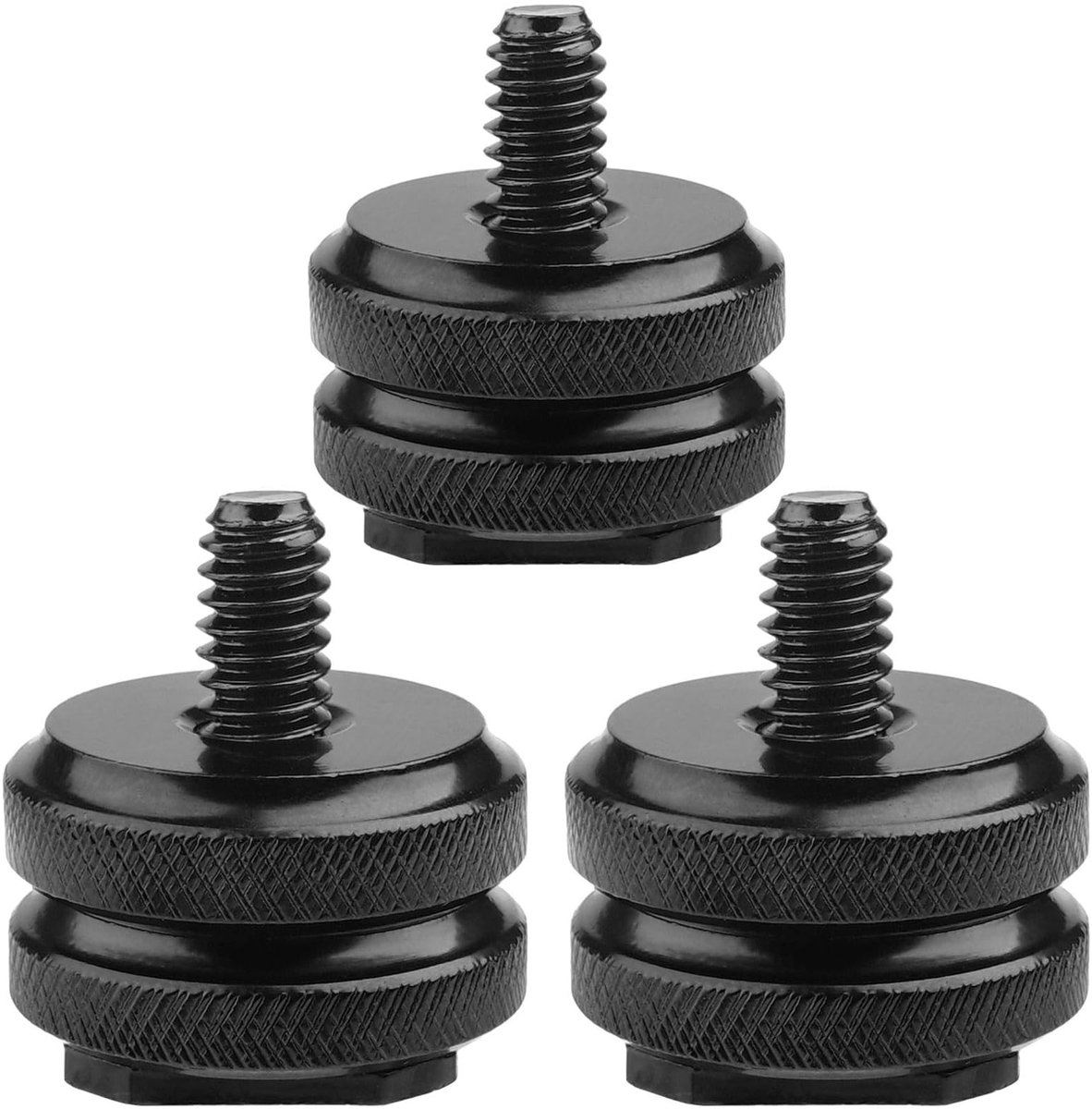 3-Pack Hot Shoe naar 1/4"-20 Adapter - Aluminium - Voor Monitor en Microfoon