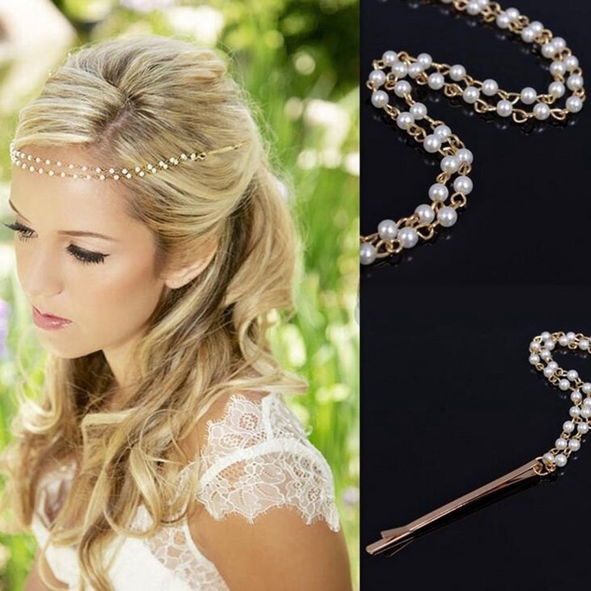 Handgemaakte Haaraccessoire met Strass - Hoofdketting voor Dames