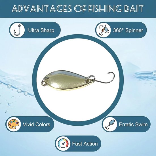 16-delige Set Lepels voor Vissen - Spinner Lures voor Forel, Baars en Snoek - Waterdichte Visaccessoires voor Alle Weersomstandigheden — afbeelding 5
