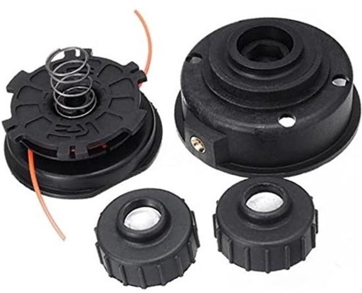 Trimmerkop Spoel Kit - Grasmaaier Spoel - Gazon Onderhouden - Dubbele Lijn Toevoer - 94x46mm - Zwart
