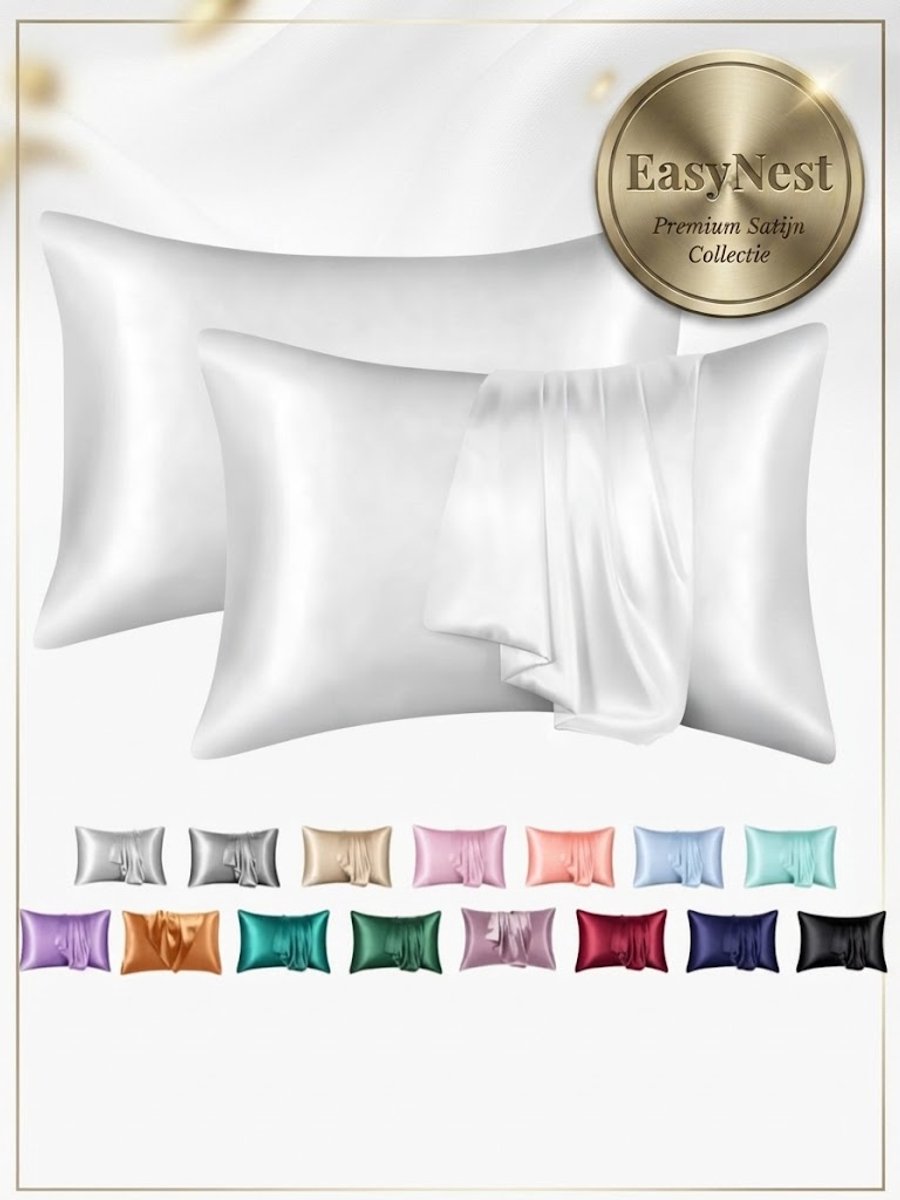 Satijnen Kussenslopen Set van 2 – Zachte Kussensloop voor Haar en Huid – Comfortabel Hoofdkussen – Luxe Slaapkameraccessoire