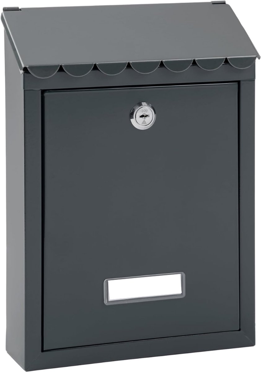 KIRA® Brievenbus - Brievenbus op Paal - Postvak - Maat S - Grijs - 8cm x 21cm x 30cm