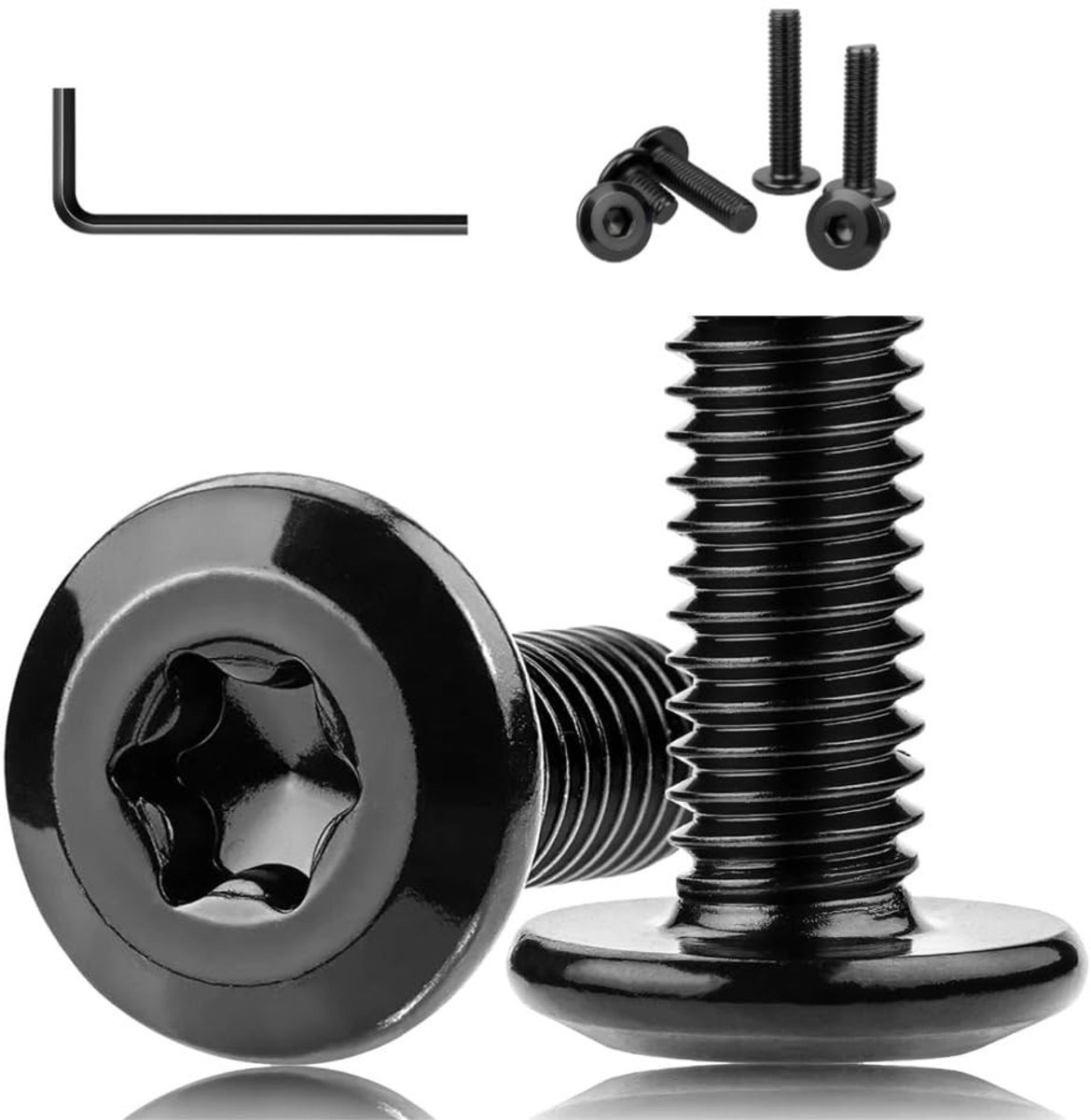 Set van 20 platte schroeven van roestvrij staal met zwarte oxide afwerking, M5/M6 (M5 x 16), voor duurzame bevestiging en constructie