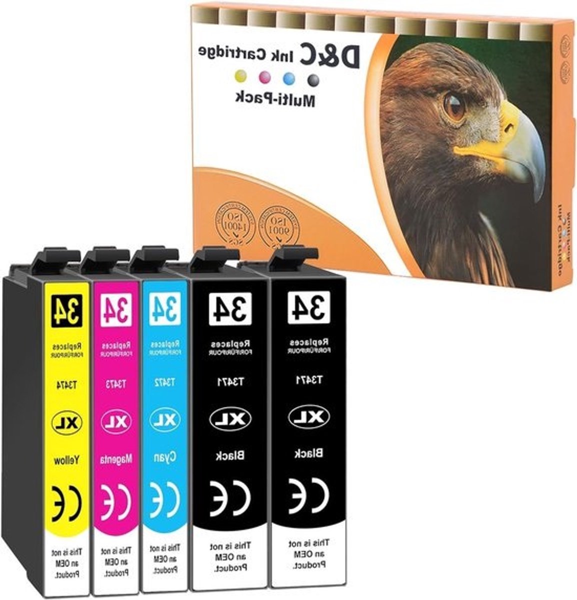 Ink Cartridges - Printer Ink - Thuisprinten - XL Capaciteit - 5 Stuks - Zwart Cyaan Magenta Geel