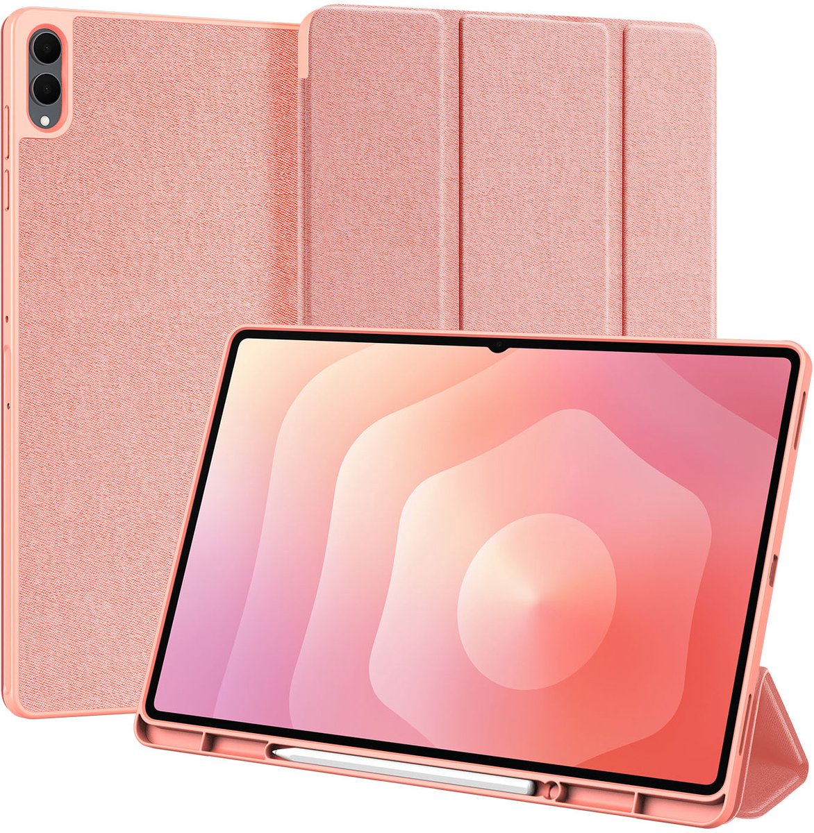 Dux Ducis, Hoesje geschikt voor Samsung Galaxy Tab S12 Plus Domo Tri-Fold Schokbestendig, Roze