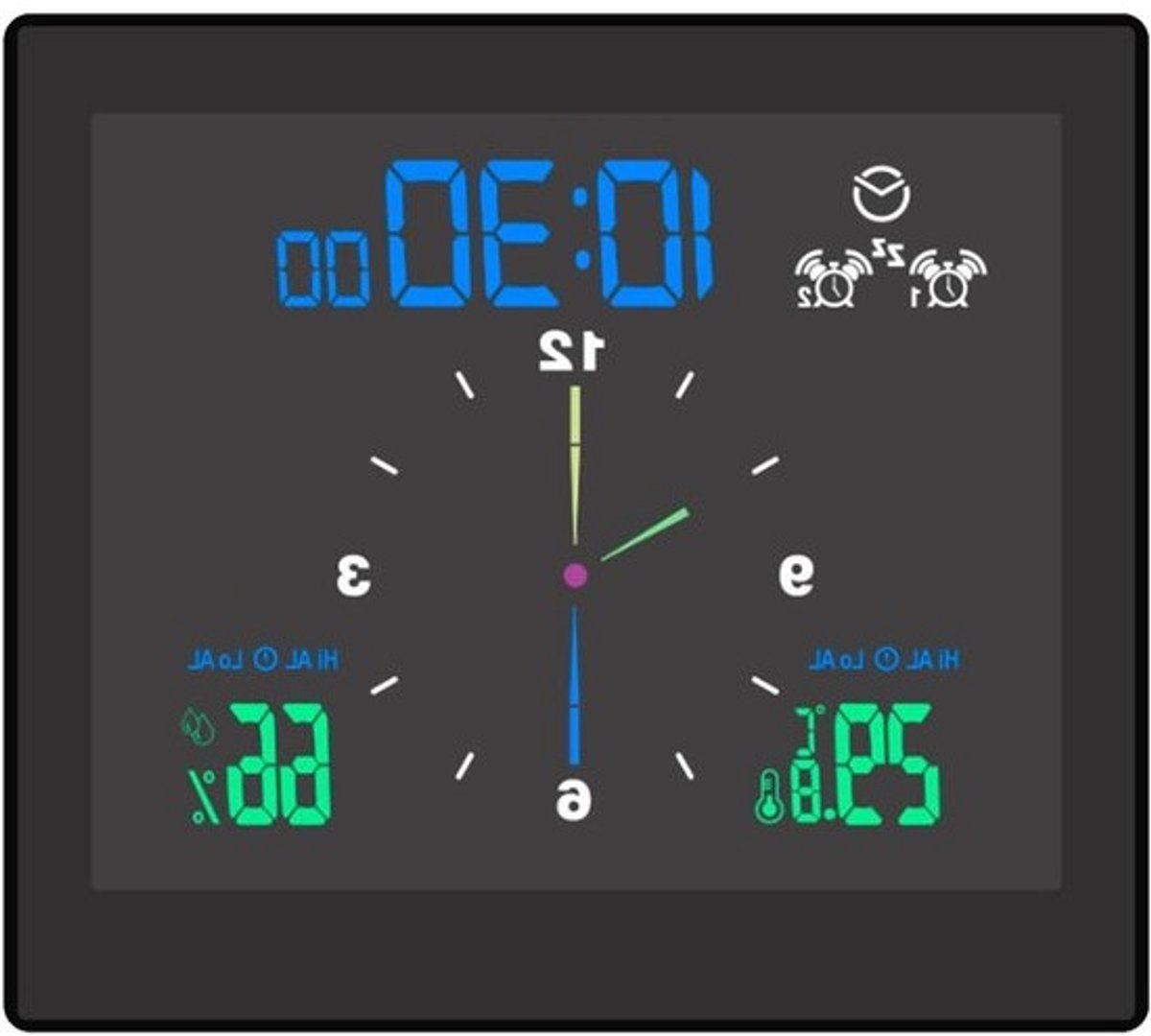 Digitale Badkamerklok - Thermometer Hygrometer - Badkamer Gebruik - Waterdicht IP65 - 118 x 105 x 35 mm - Zwart