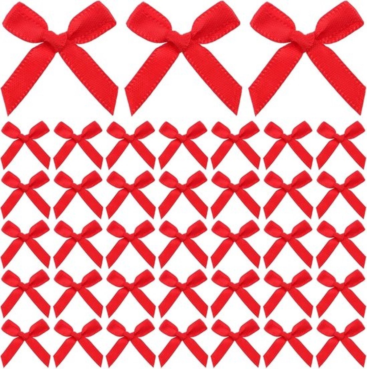 Lintstrikjes Satijn - Kleine Strikjes - Cadeaus Versieren - Voordeelverpakking 50 Stuks - 5 x 4 cm - Rood