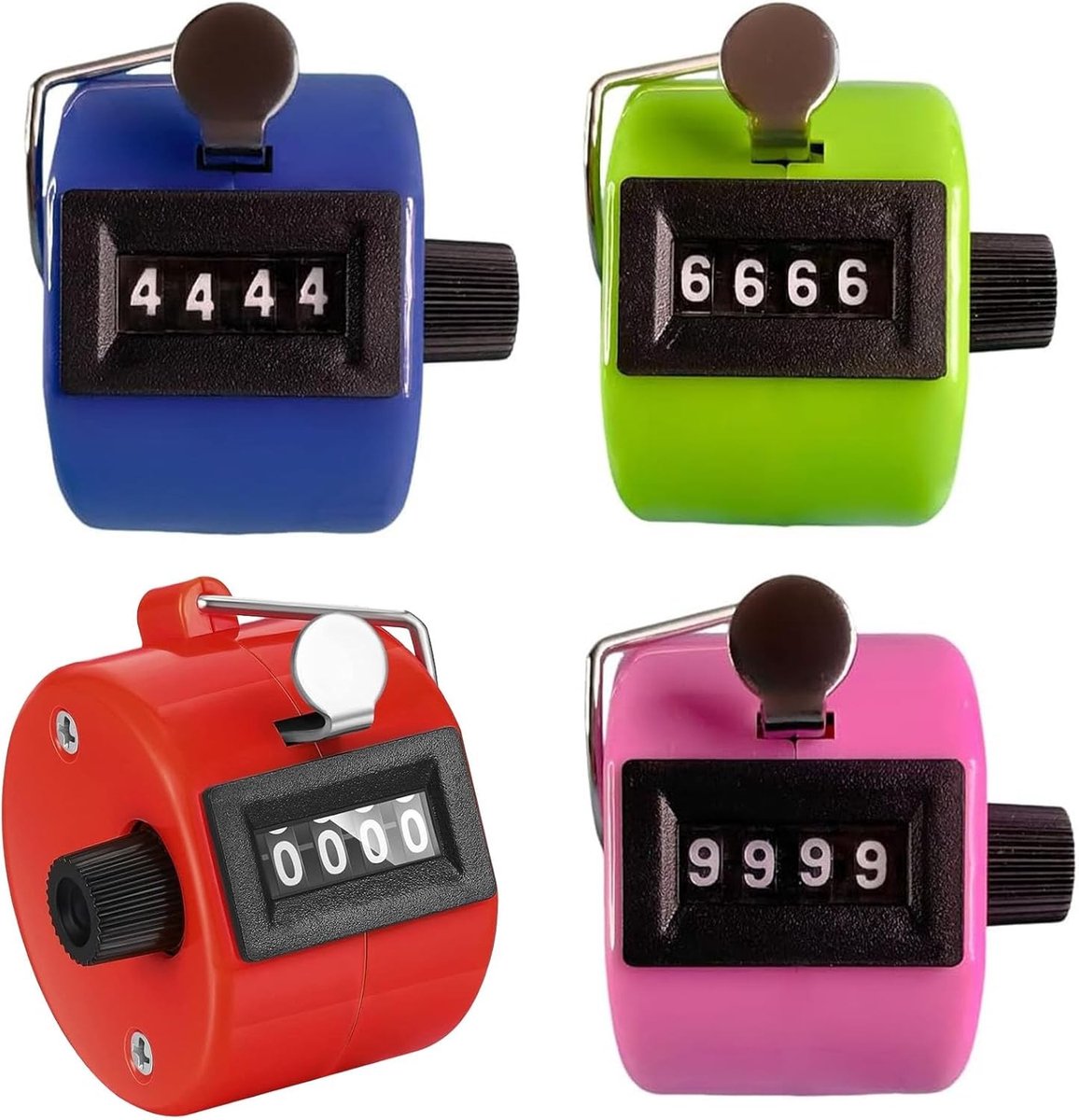 Handmatige telmachine met vingerring, 4 cijfers, tot 9999, ideaal voor golf, breien en tellingen