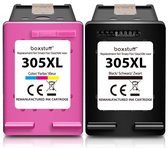 Boxstuff Inkt geschikt voor 305 XL - (3YM62AE) Compatibel met HP 305 / 305XL - Inkt Cartridge 2-pack voor HP DeskJet 2700 / 2720 / 2710 / Plus 4120 / 4130 / 4110 / 4100 / Envy 6000 / 6010 / 6020 / 6030 / 6032 / Pro 6400 / 6420 - Pack Kleur en Zwart