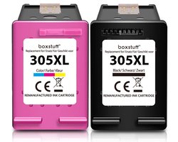 Boxstuff Inkt geschikt voor 305 XL - (3YM62AE) Compatibel met HP 305 / 305XL - Inkt Cartridge 2-pack voor HP DeskJet 2700 / 2720 / 2710 / Plus 4120 / 4130 / 4110 / 4100 / Envy 6000 / 6010 / 6020 / 6030 / 6032 / Pro 6400 / 6420 - Pack Kleur en Zwart