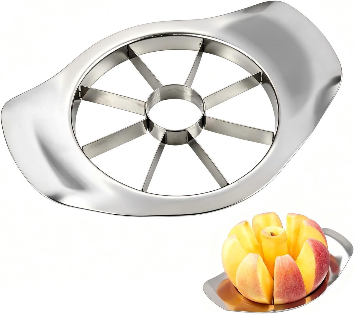 Multifunctionele RVS Fruit- en Groentecutter met 8 Snijders voor Appels, Peren en Aardappelen