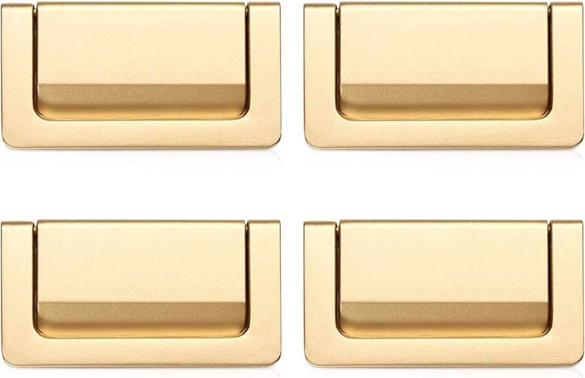 Moderne Verborgene Meubelgrepen van Zinklegering, 4 Stuks voor Kasten, Deuren en Lades (Goud, Gatafstand: 64mm)