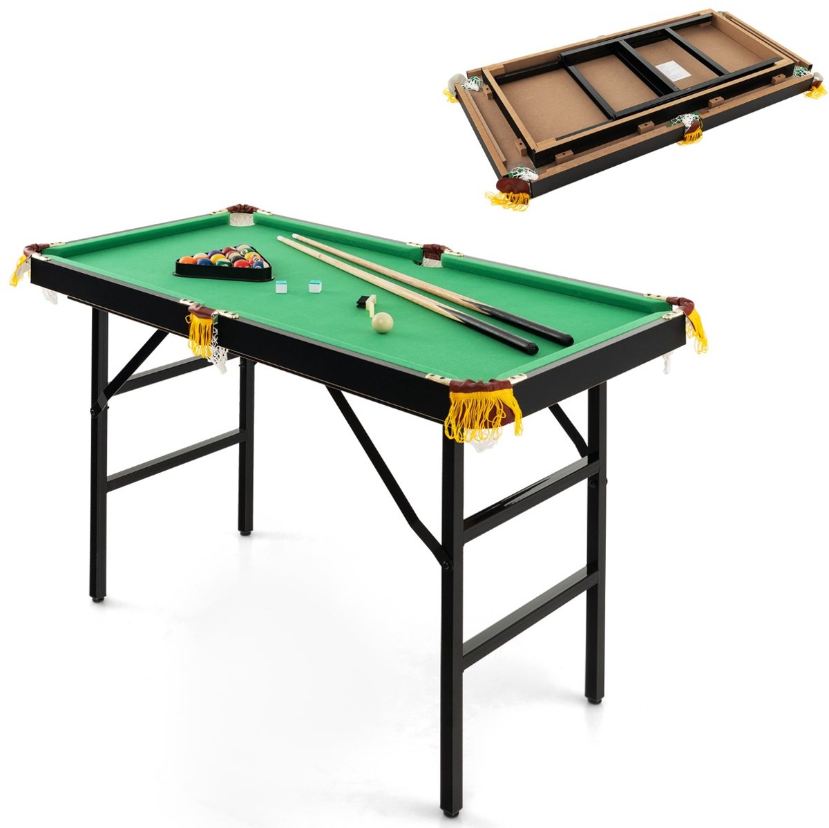 SureDeal® - Speelkamer - Opvouwbare Biljarttafel Biljarttafel - Accessoireset Pooltafel - Keuen Krijtjes Driehoek - 122x64x78 cm - Groen