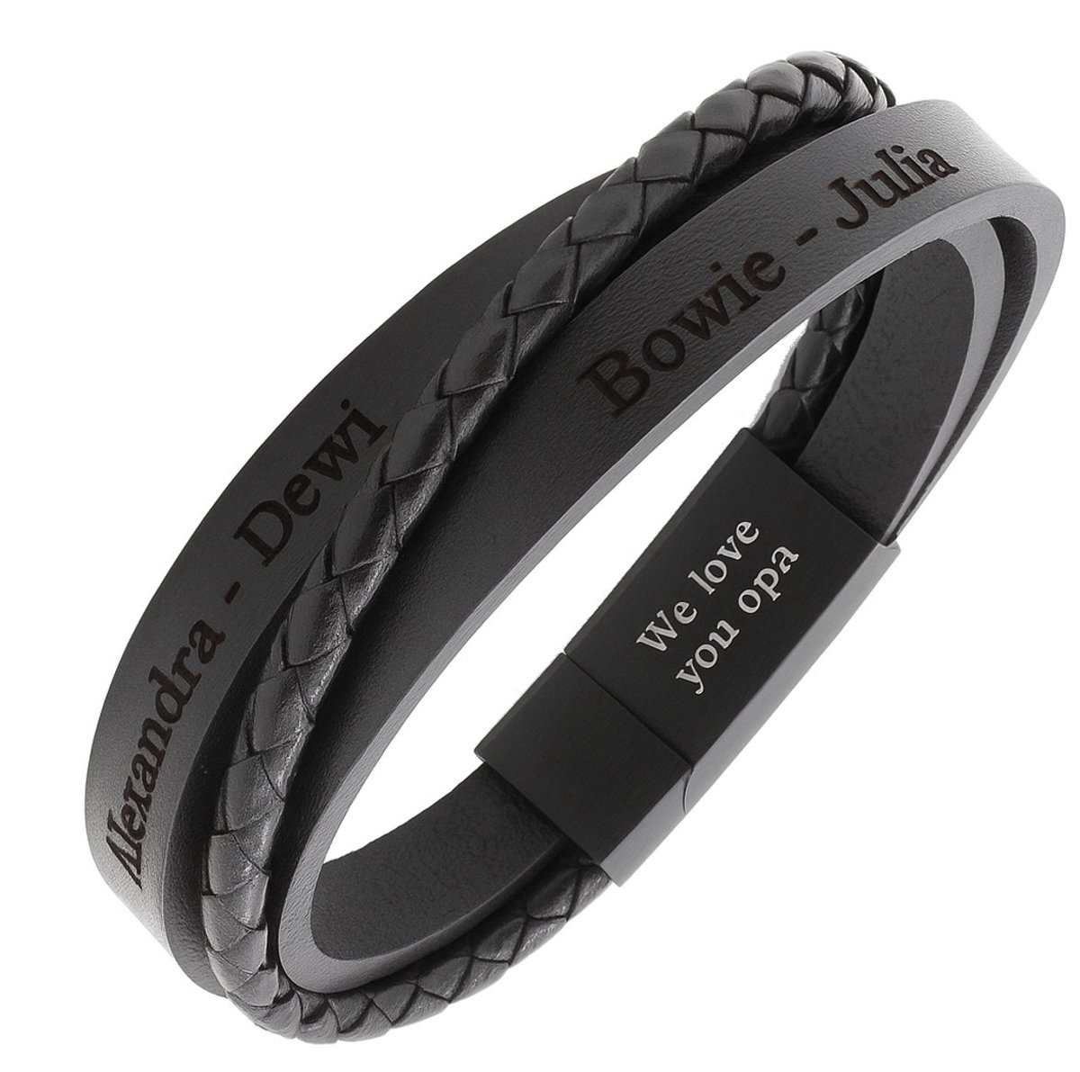 Armband heren - Gepersonaliseerde Armband met gratis gravering -Polsomvang 16 cm - Maat XS - Lengte 18 cm