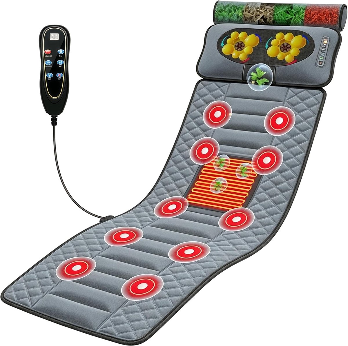 Full-body massagemat met verwarmingsfunctie voor ontspanning en pijnverlichting thuis