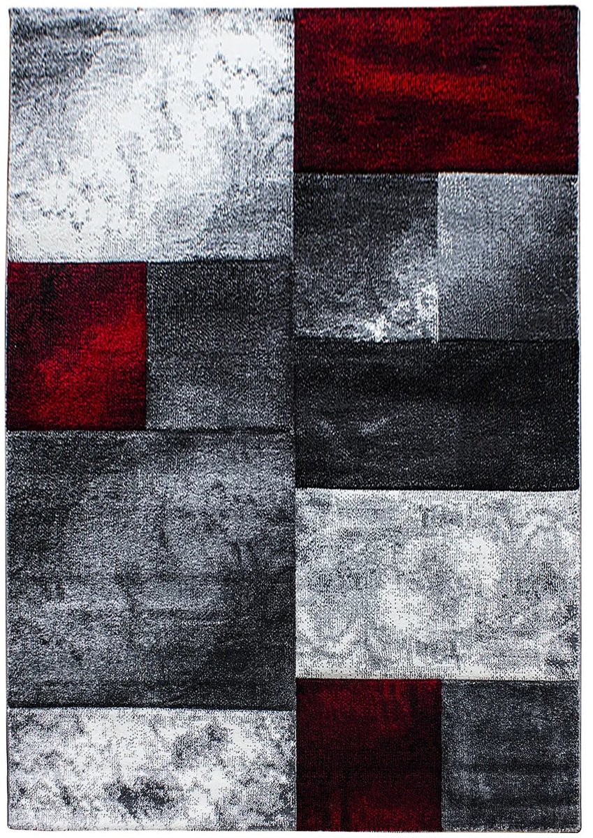 Dutch XXL Modern Vloerkleed | Tapijt | Hawaii | Blokken | Rood | 240x340 cm