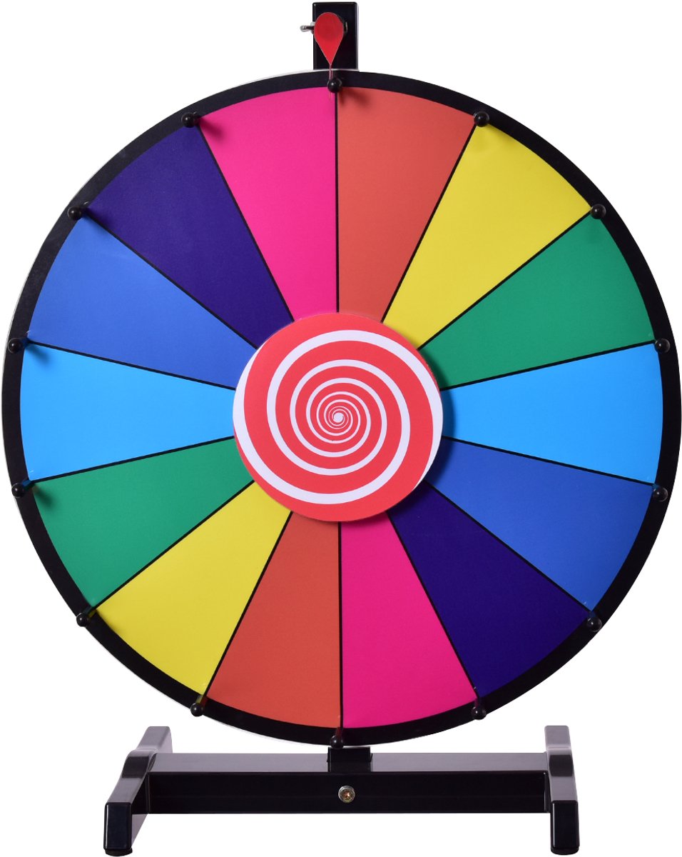 SureDeal® - Speelkamer - Tafelblad Spinnen Prijswiel - Bewerkbare Droge Gum - Standaard - Carnaval Feest Raffle - 31x25x3 cm - Kleurrijk