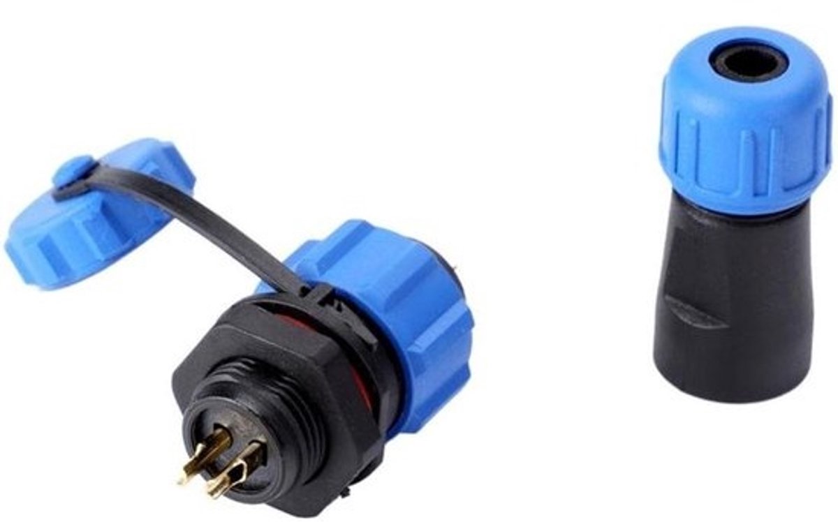 Waterdichte Stekker - Plugconnector - Apparatuur Verbinden - IP67 Waterdicht - 12mm Schroefdraad - Zwart