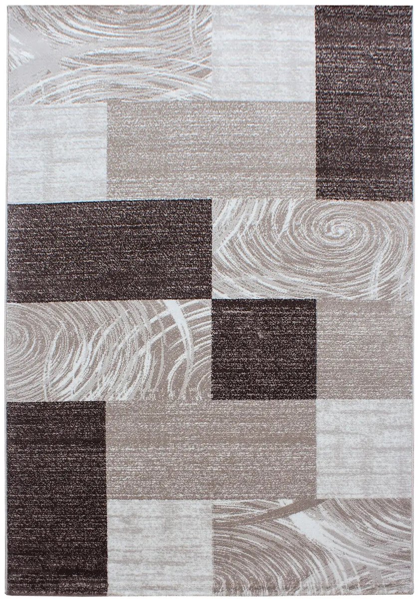 Dutch XXL Modern Vloerkleed | Tapijt | Parma | Blokken | Bruin | 80x150 cm