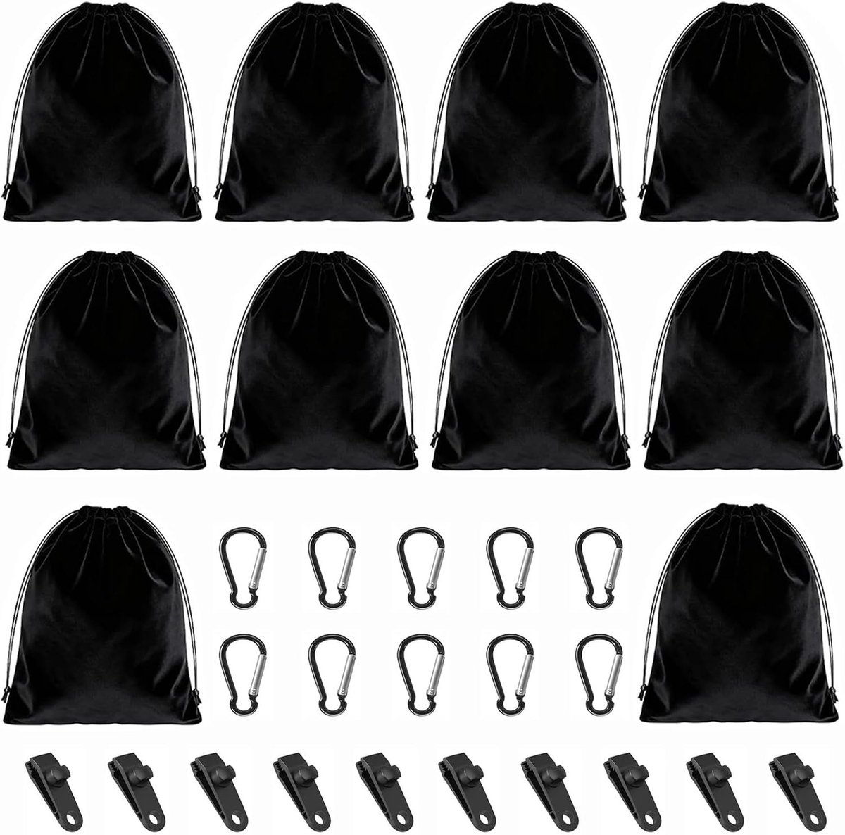 Set van 10 Draagbare Gewichten voor Buiten, Ideaal voor Tenten, Tafelkleden en Paviljoens met Carabiner Haken en Clips