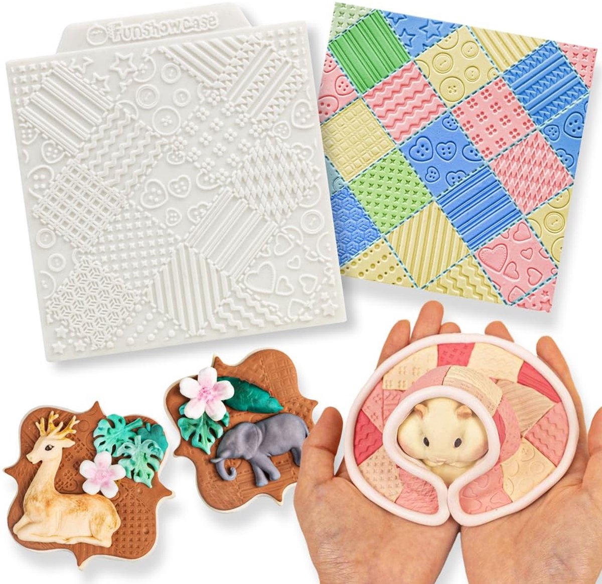Fondant Silicone Vorm - Patchwork Quilt met 15 Texturen